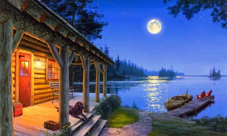 Cabin by the lake.